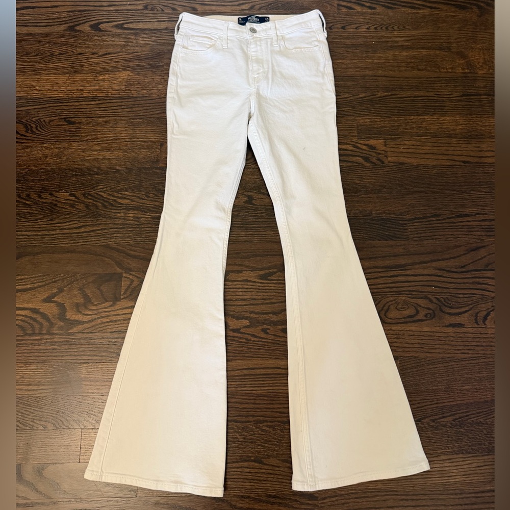 Hollister Women's Off-White Flare Jeans